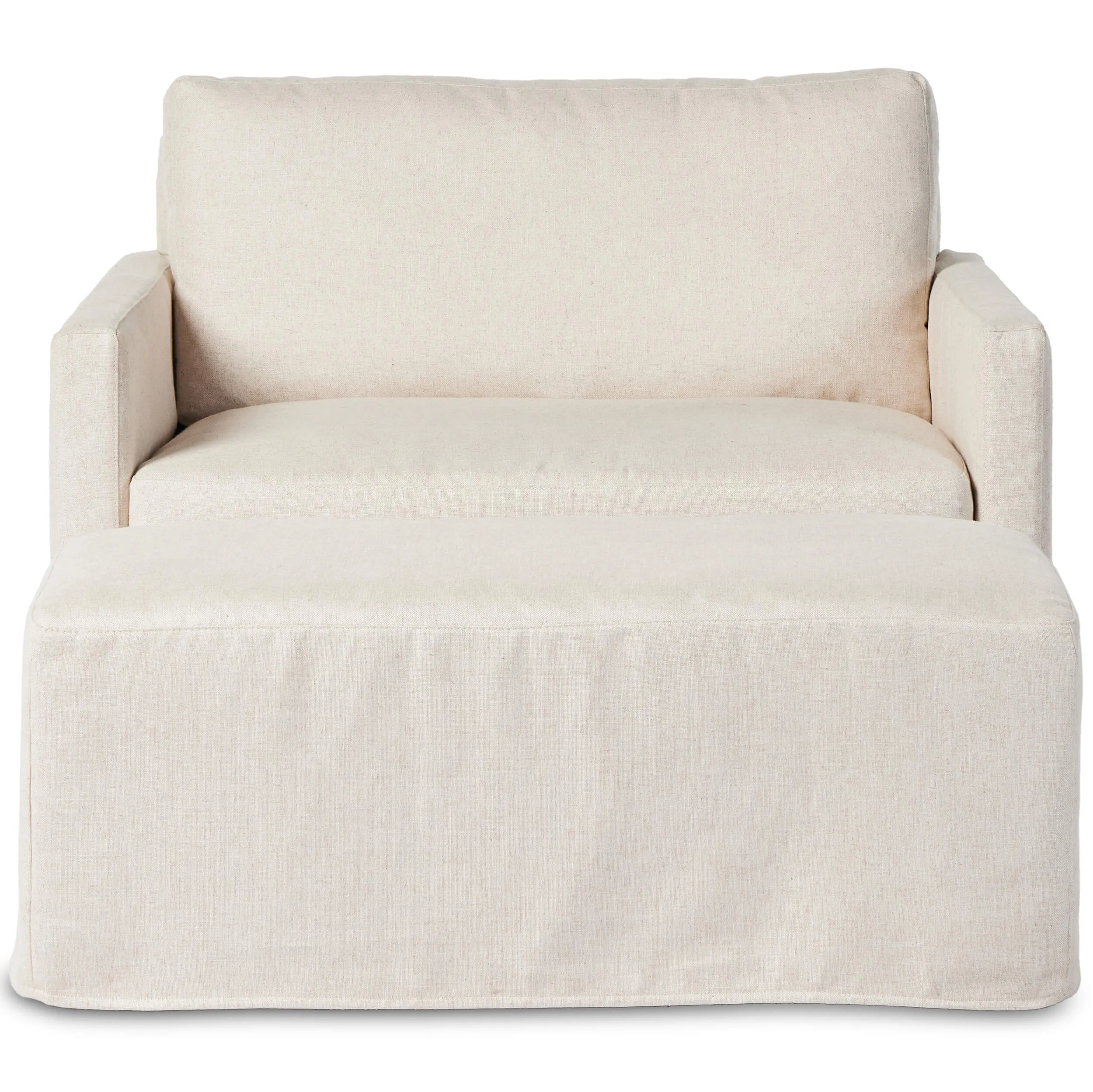Maddox Slipcover Chair with Ottoman, Evere Oatmeal