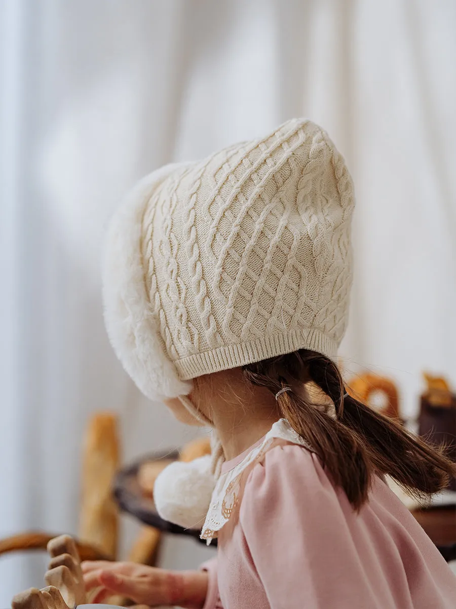 Magnolia Cable Knit Bonnet, Cream