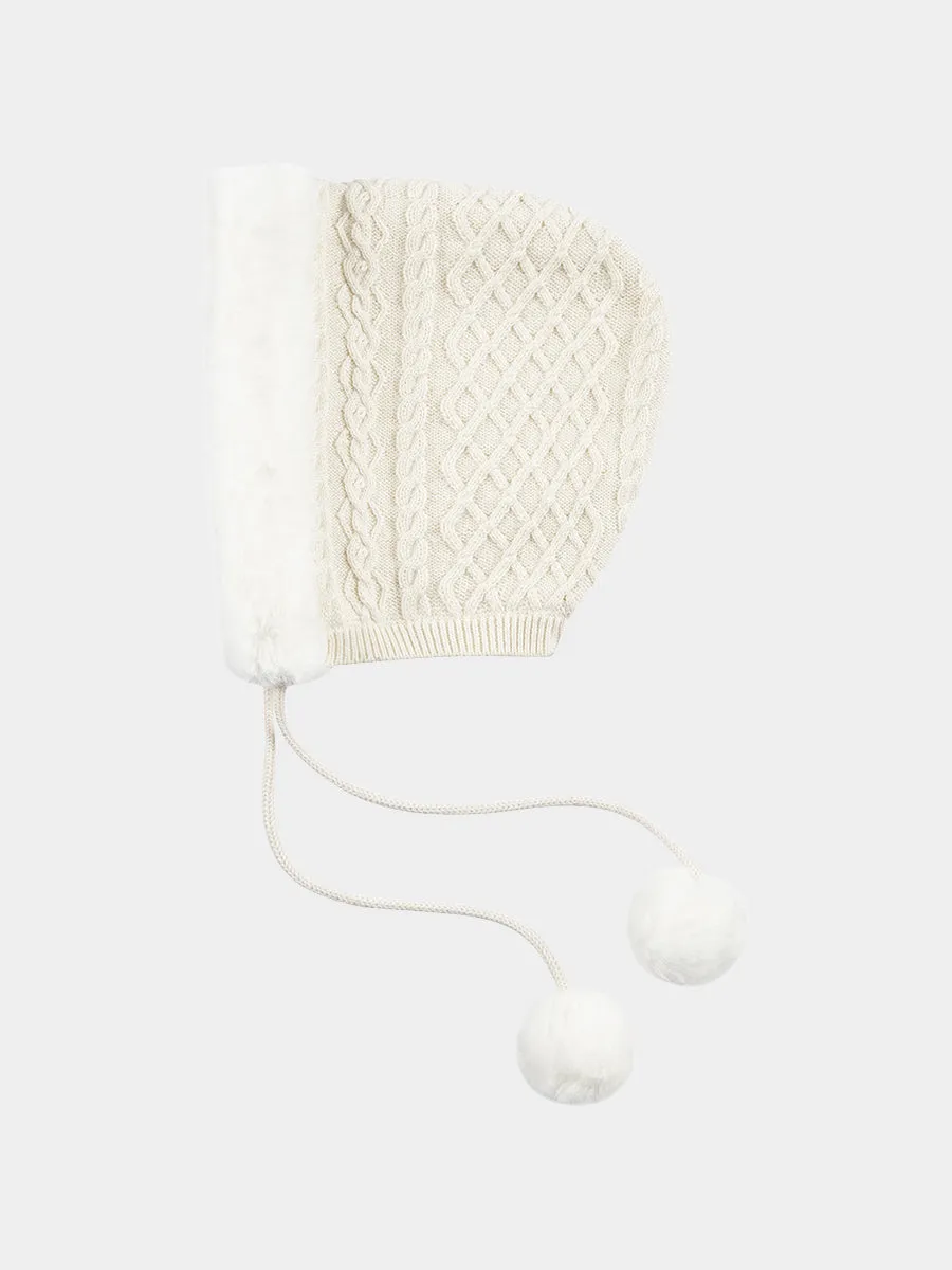 Magnolia Cable Knit Bonnet, Cream