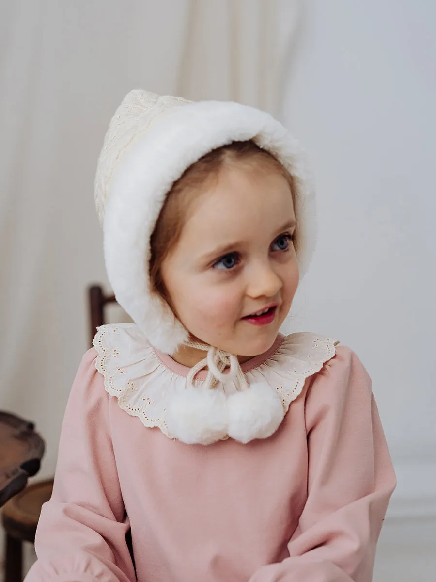 Magnolia Cable Knit Bonnet, Cream