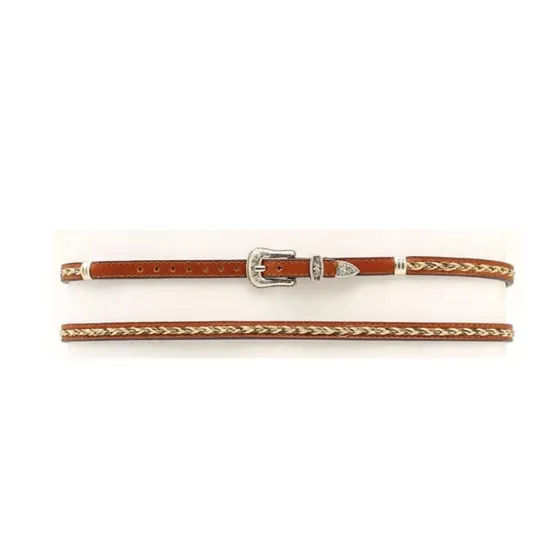 M&F Brown Hat Band Braided Horsehair on Leather