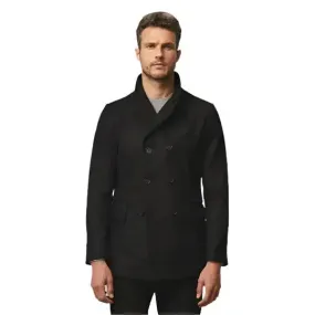 Men's Fleece Black Navy Peacoat – Warm & Stylish