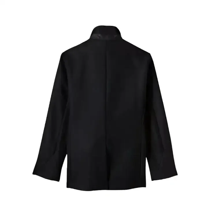 Men's Fleece Black Navy Peacoat – Warm & Stylish
