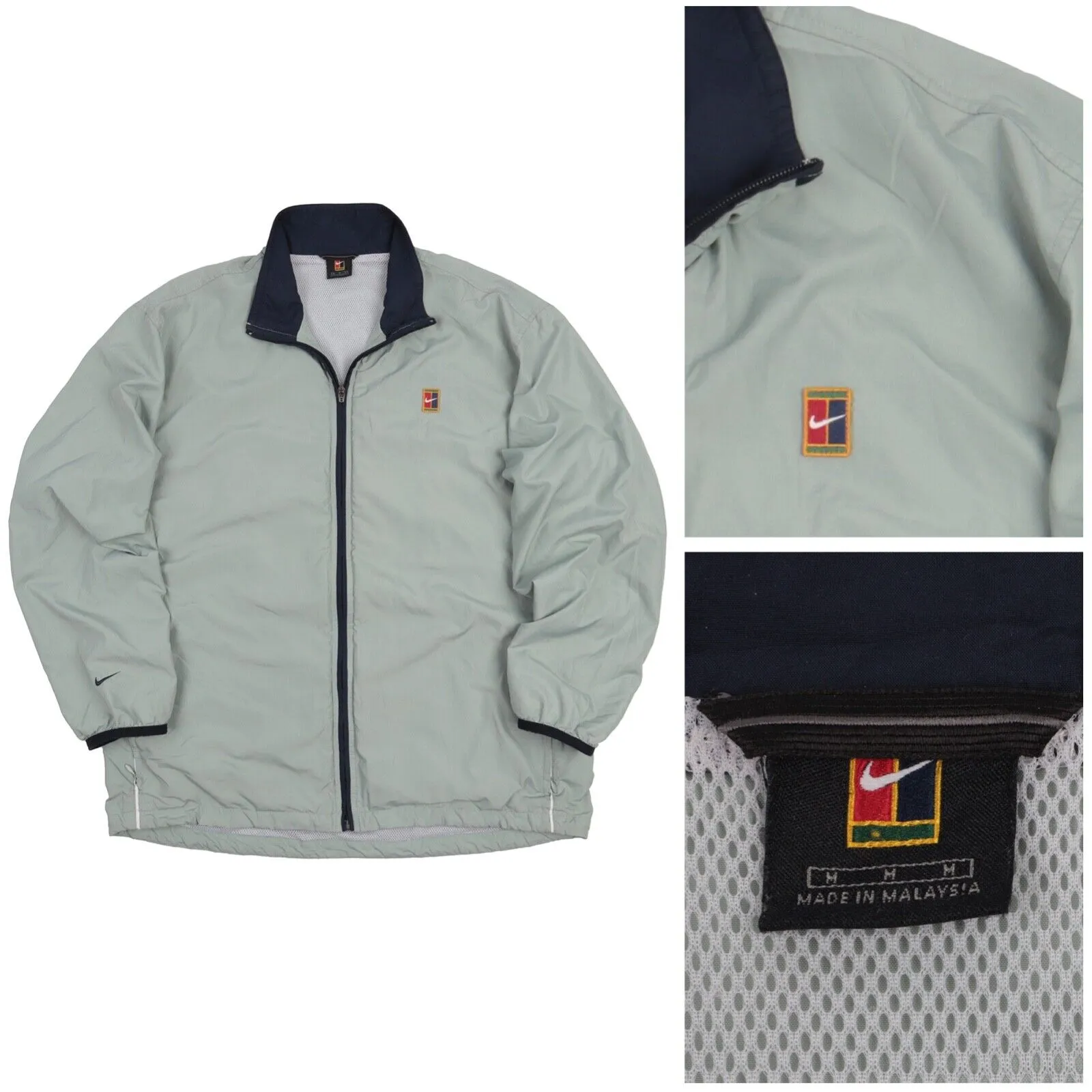 Men's Vintage NIKE Court Grey Track Zip Jacket Size M
