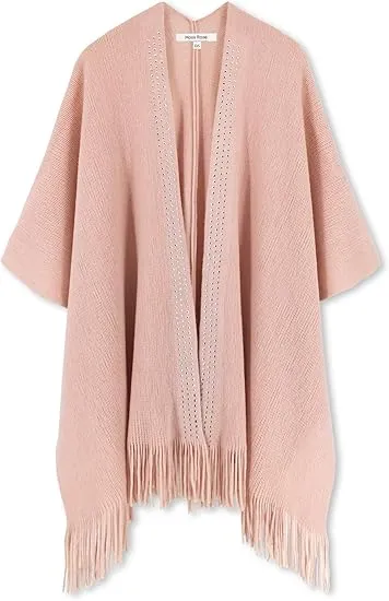 Midnight Beige Winter Chic Plaid Poncho Cardigan