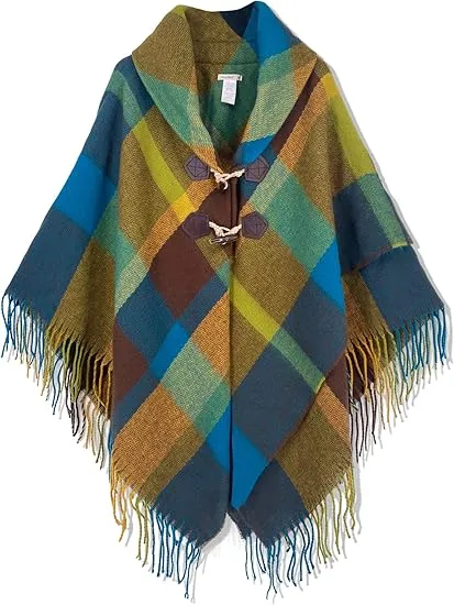 Midnight Beige Winter Chic Plaid Poncho Cardigan