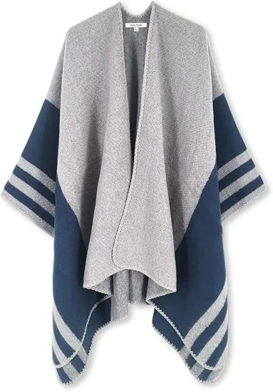 Midnight Beige Winter Chic Plaid Poncho Cardigan