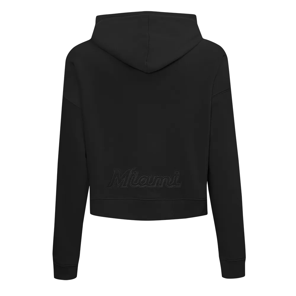 MLB MIAMI MARLINS NEUTRAL WOMEN'S CROPPED PO HOODIE (BLACK)