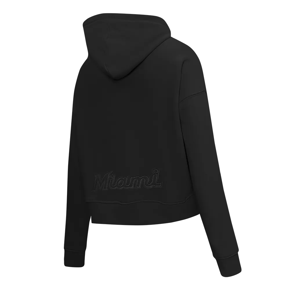 MLB MIAMI MARLINS NEUTRAL WOMEN'S CROPPED PO HOODIE (BLACK)