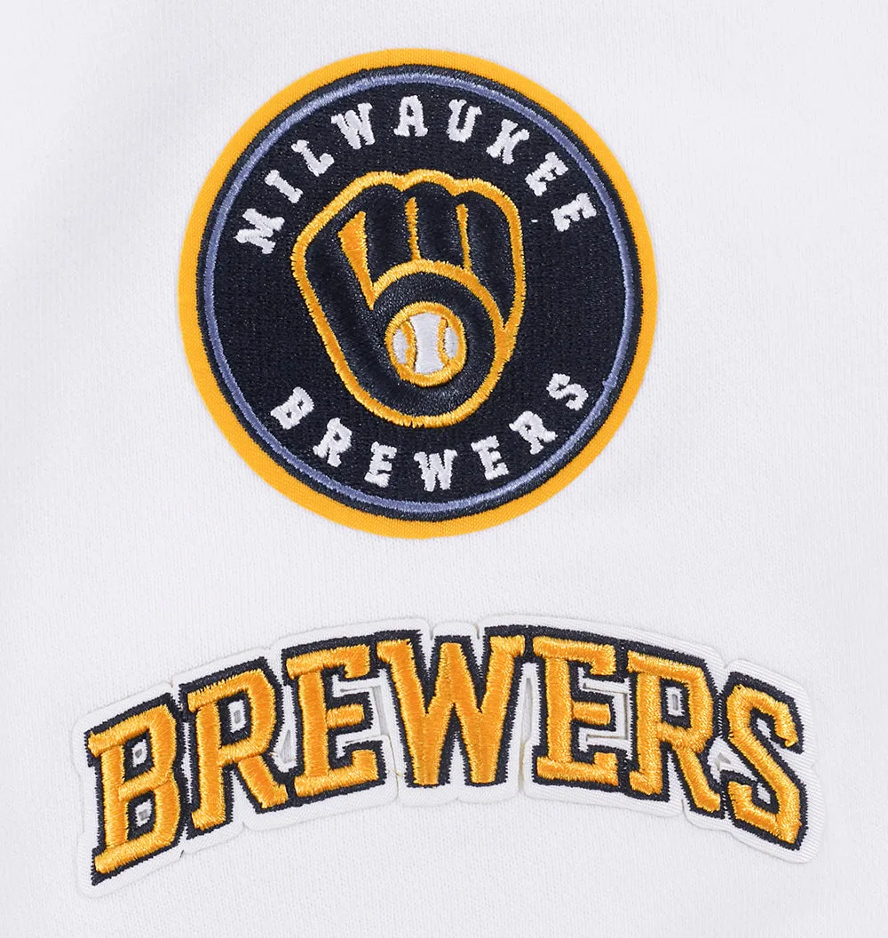 MLB MILWAUKEE BREWERS CLASSIC WOMEN'S CROPPED PO HOODIE (WHITE)