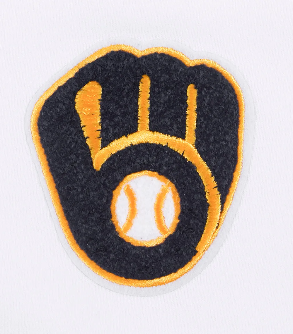 MLB MILWAUKEE BREWERS CLASSIC WOMEN'S CROPPED PO HOODIE (WHITE)