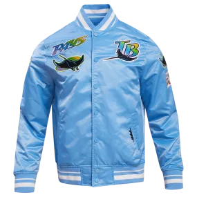 MLB TAMPA DEVIL RAYS RETRO CLASSIC MEN'S RIB SATIN JACKET (UNIVERSITY BLUE)