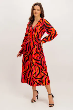 Naria Printed Love Potion Wrap Midi Dress