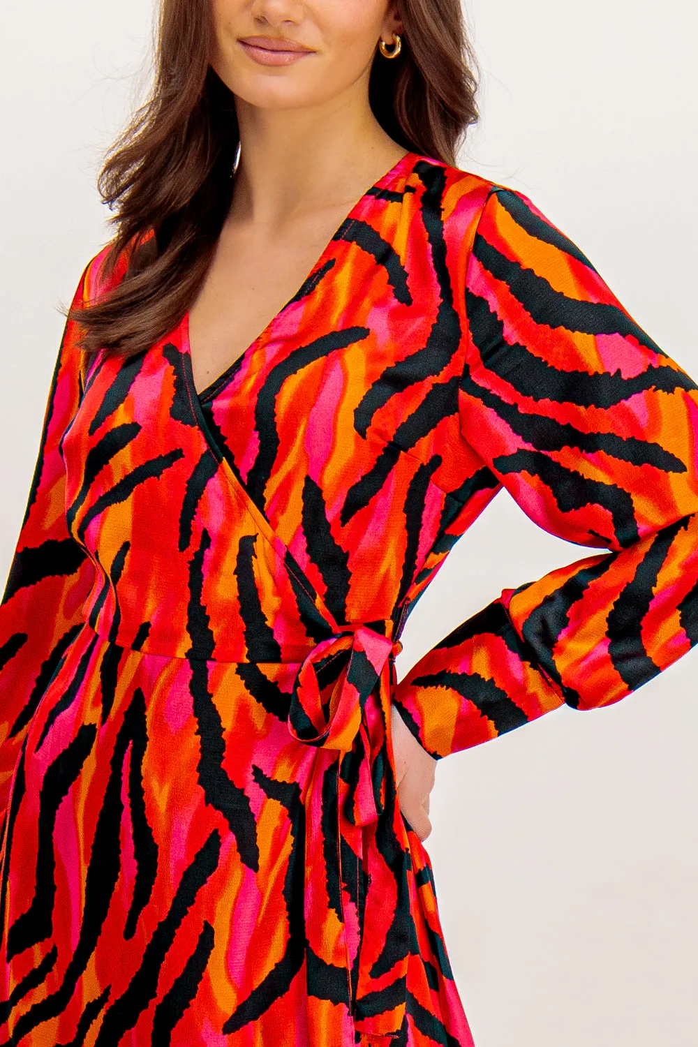 Naria Printed Love Potion Wrap Midi Dress