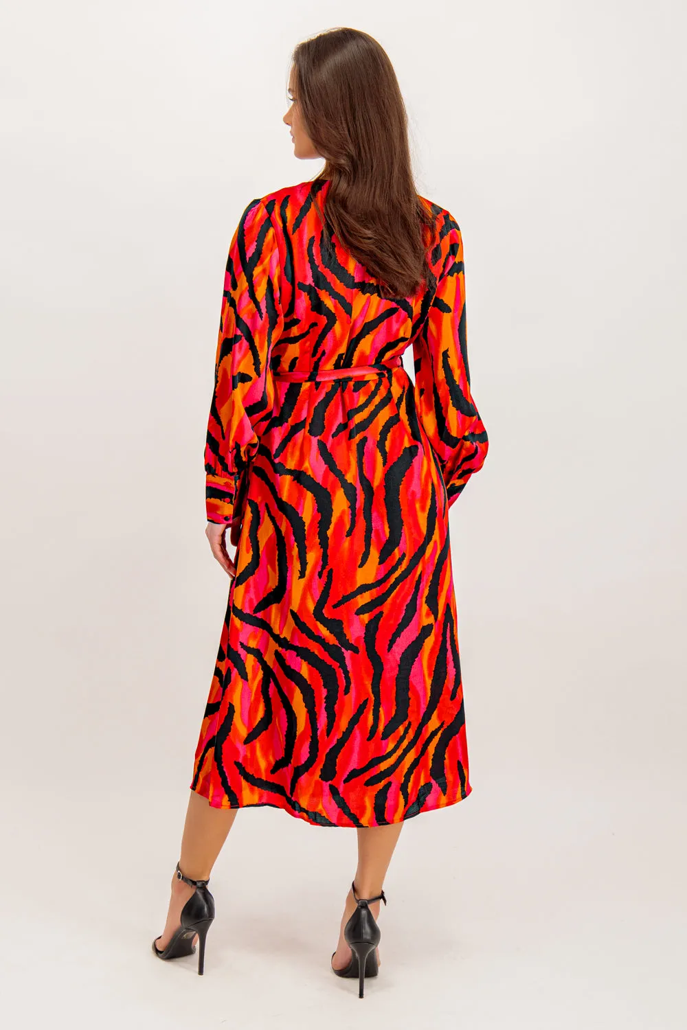 Naria Printed Love Potion Wrap Midi Dress