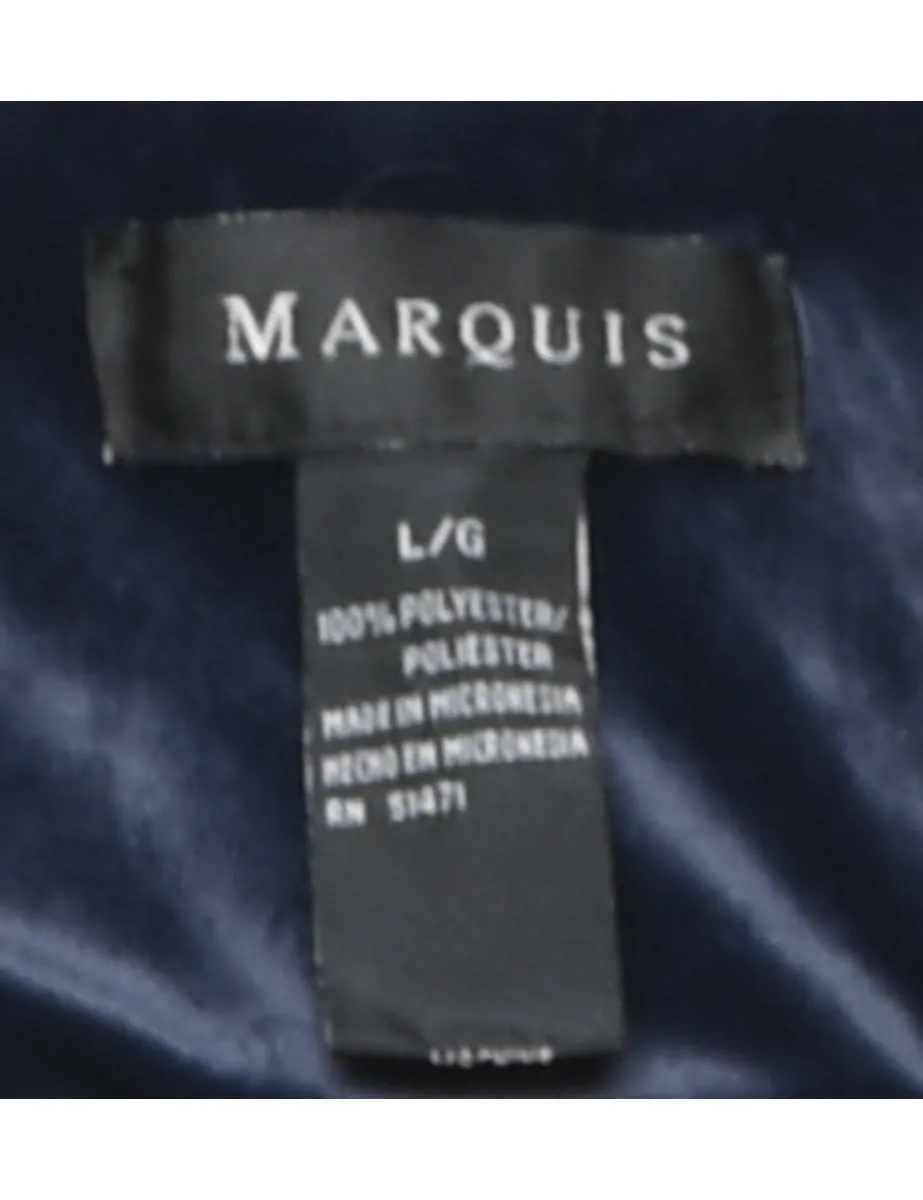 Navy & Grey Y2K Velour Track Top  - L