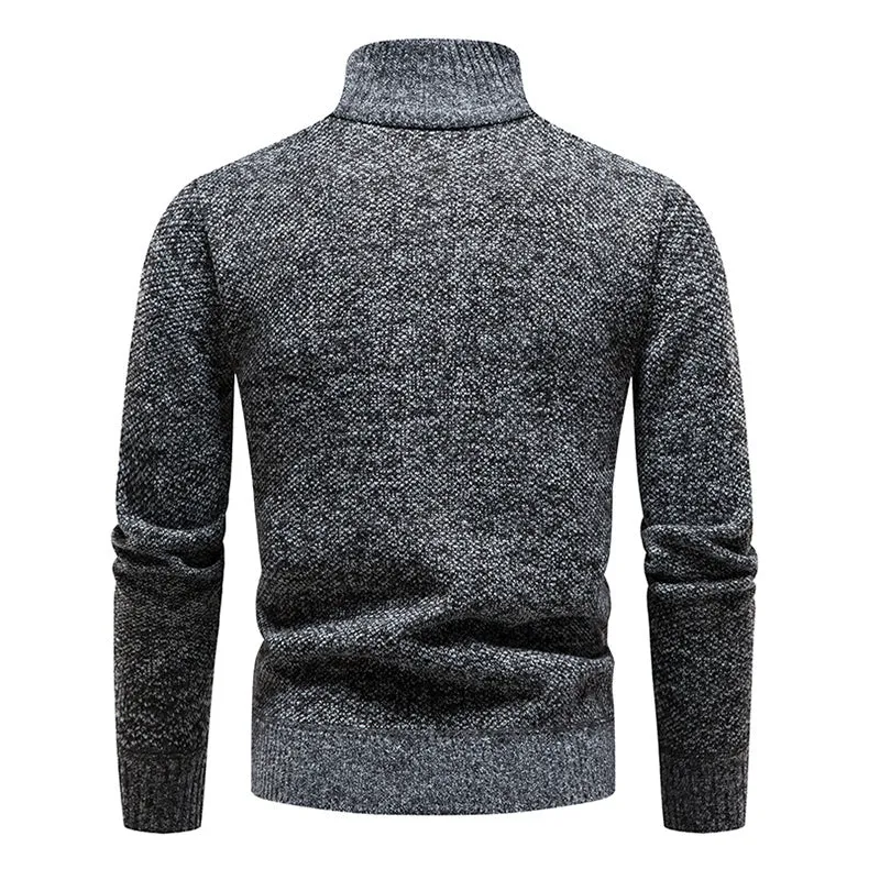 Neue Winter Fleece Pullover Pullover Männer dicke warme Strick pullover schlanke Mock Neck Pullover halben Reiß verschluss solide Herren Pullover