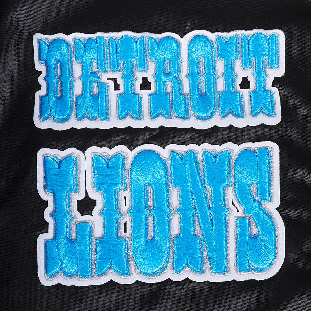 NFL DETROIT LIONS RETRO CLASSIC MEN'S RIB SATIN JACKET (BLACK)