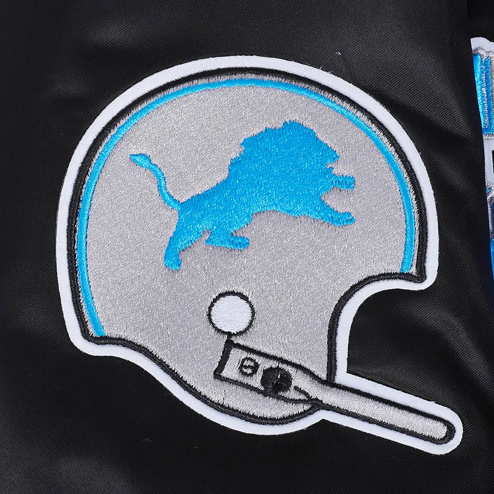 NFL DETROIT LIONS RETRO CLASSIC MEN'S RIB SATIN JACKET (BLACK)