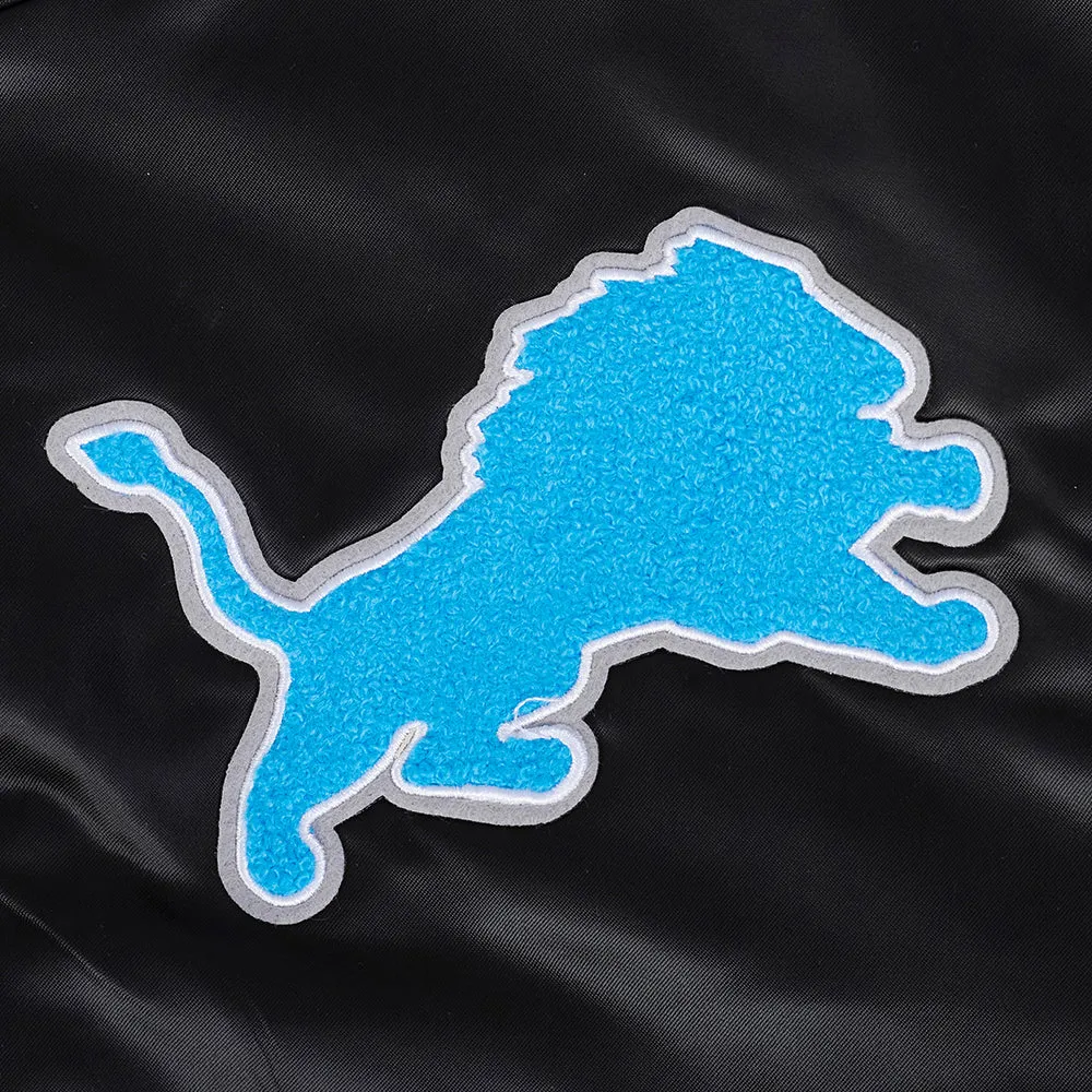 NFL DETROIT LIONS RETRO CLASSIC MEN'S RIB SATIN JACKET (BLACK)