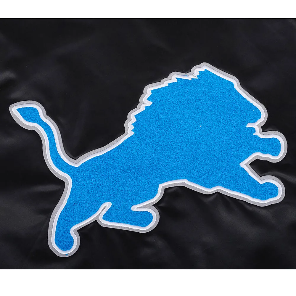 NFL DETROIT LIONS RETRO CLASSIC MEN'S RIB SATIN JACKET (BLACK)