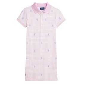 Pink & White Gingham Logo Dress