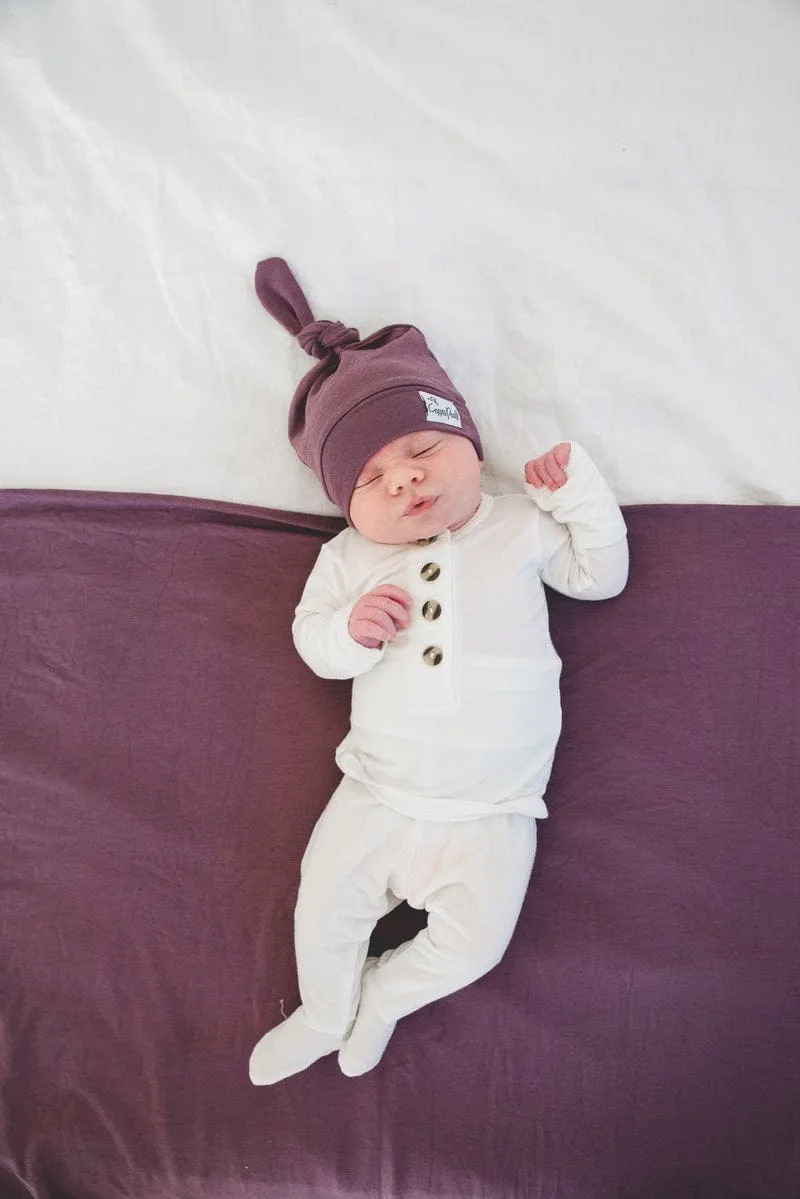 Plum Top Knot Hat