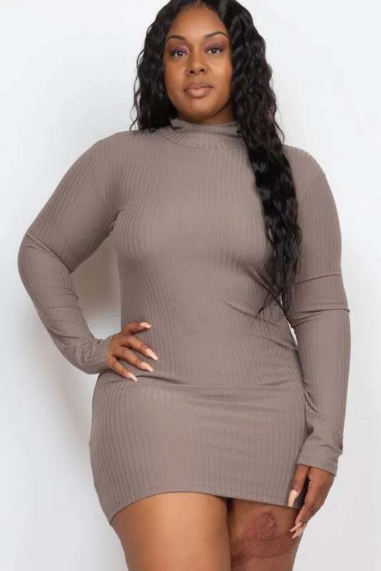 Plus Size Long Sleeve Mock neck Mini Bodycon
