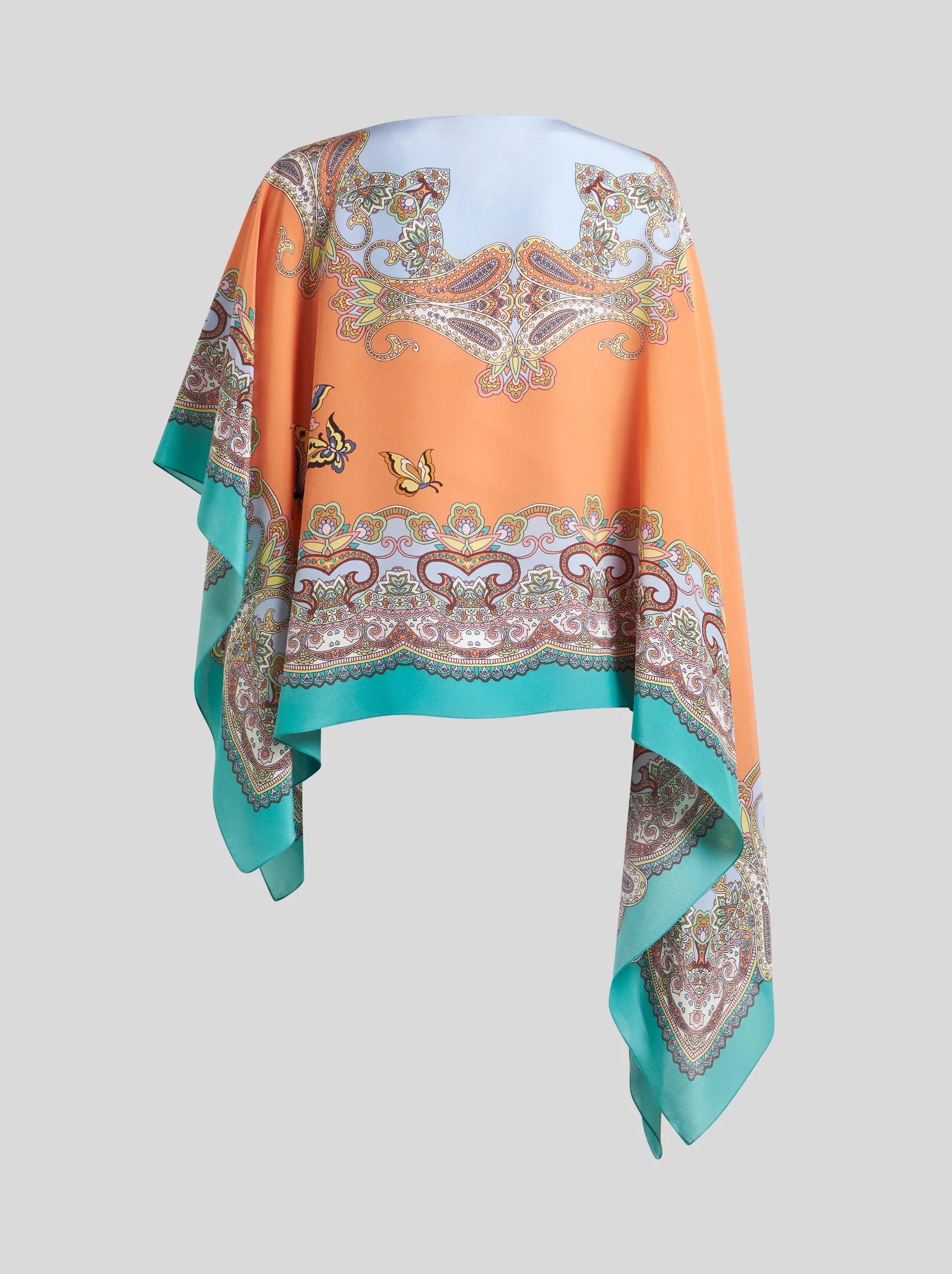 Poncho - Salmon/Turquoise