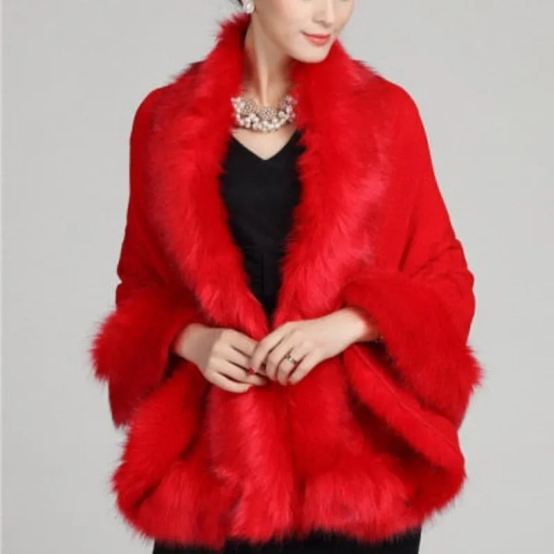 Poncho Shawl For Women | Polyester Faux Fur