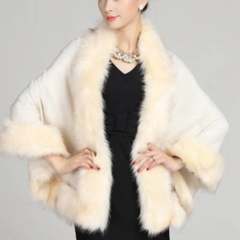 Poncho Shawl For Women | Polyester Faux Fur