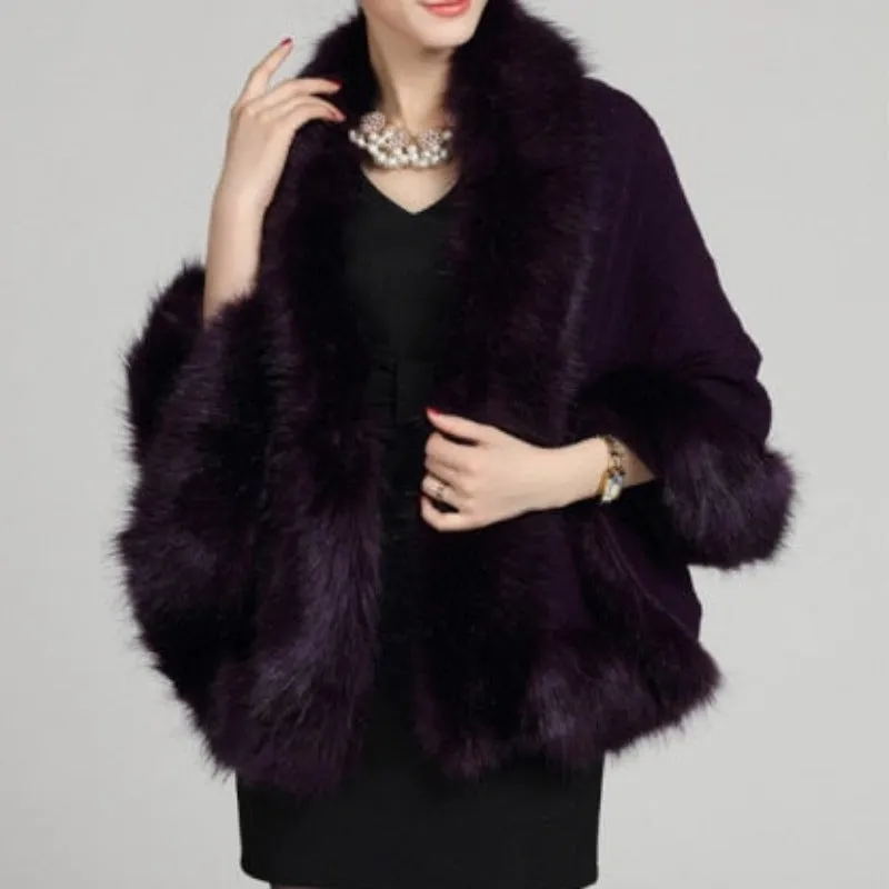 Poncho Shawl For Women | Polyester Faux Fur