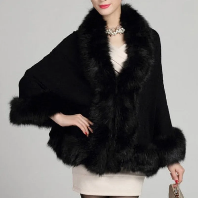 Poncho Shawl For Women | Polyester Faux Fur