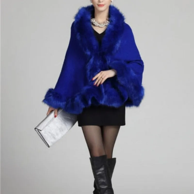 Poncho Shawl For Women | Polyester Faux Fur