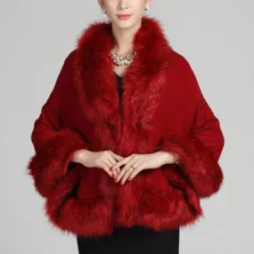 Poncho Shawl For Women | Polyester Faux Fur