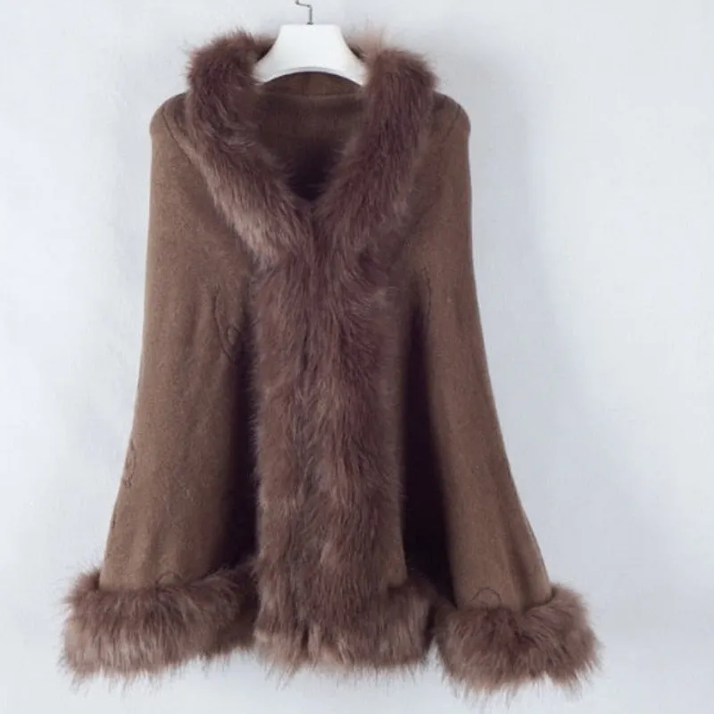 Poncho Shawl For Women | Polyester Faux Fur