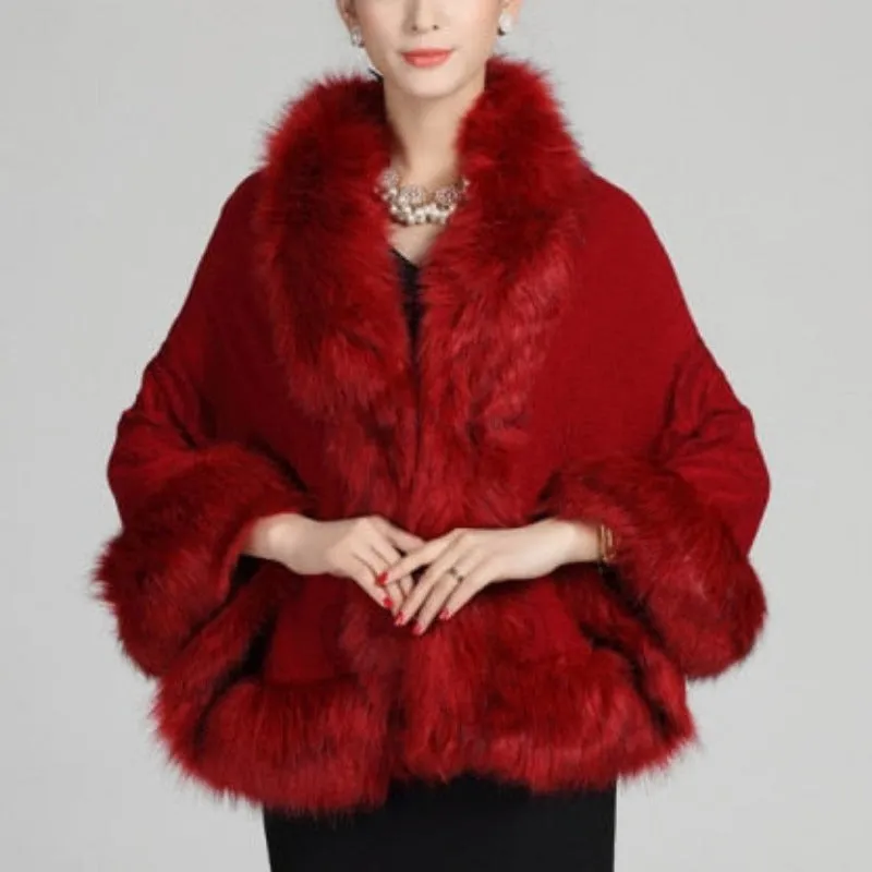 Poncho Shawl For Women | Polyester Faux Fur