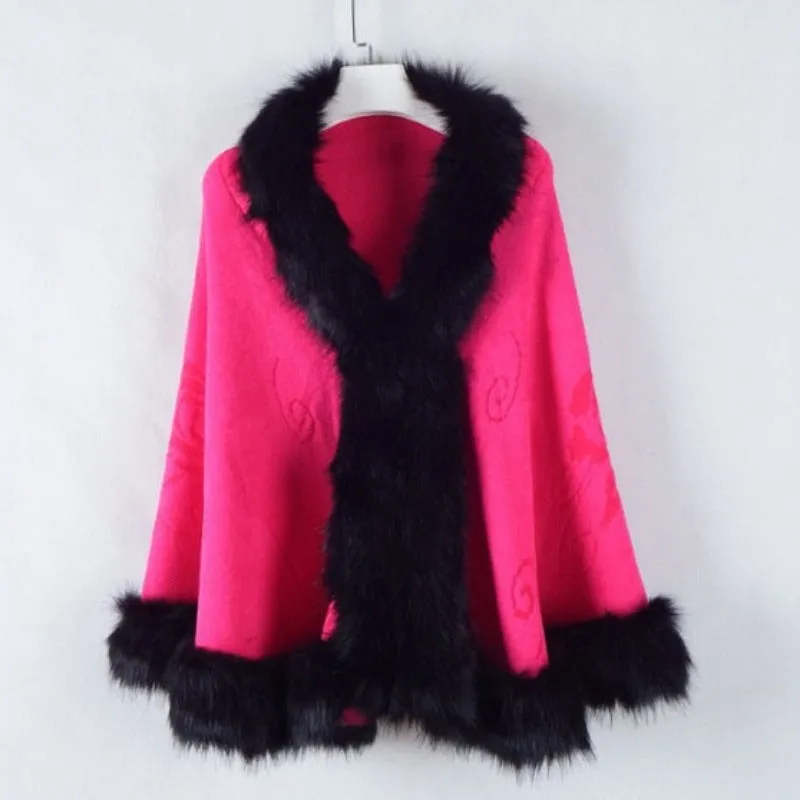 Poncho Shawl For Women | Polyester Faux Fur