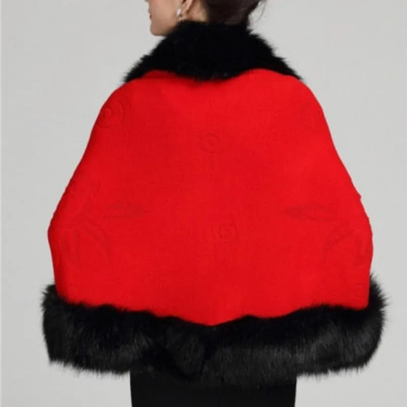 Poncho Shawl For Women | Polyester Faux Fur