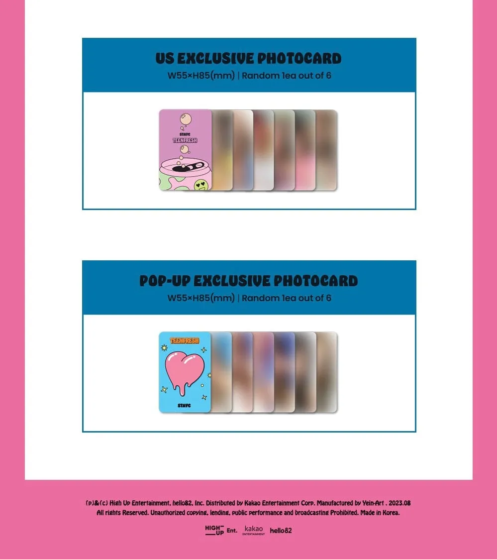 (POP-UP EXCLUSIVE) STAYC - TEENFRESH (3rd Mini Album) DIGIPAK - POP-UP EXCLUSIVE PHOTOCARD   US EXCLUSIVE PHOTOCARD