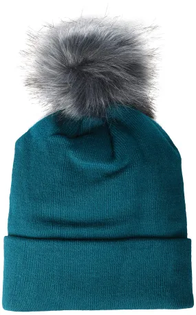Posh Plush Women's Knit Hat with Pompom, Teal, One Size