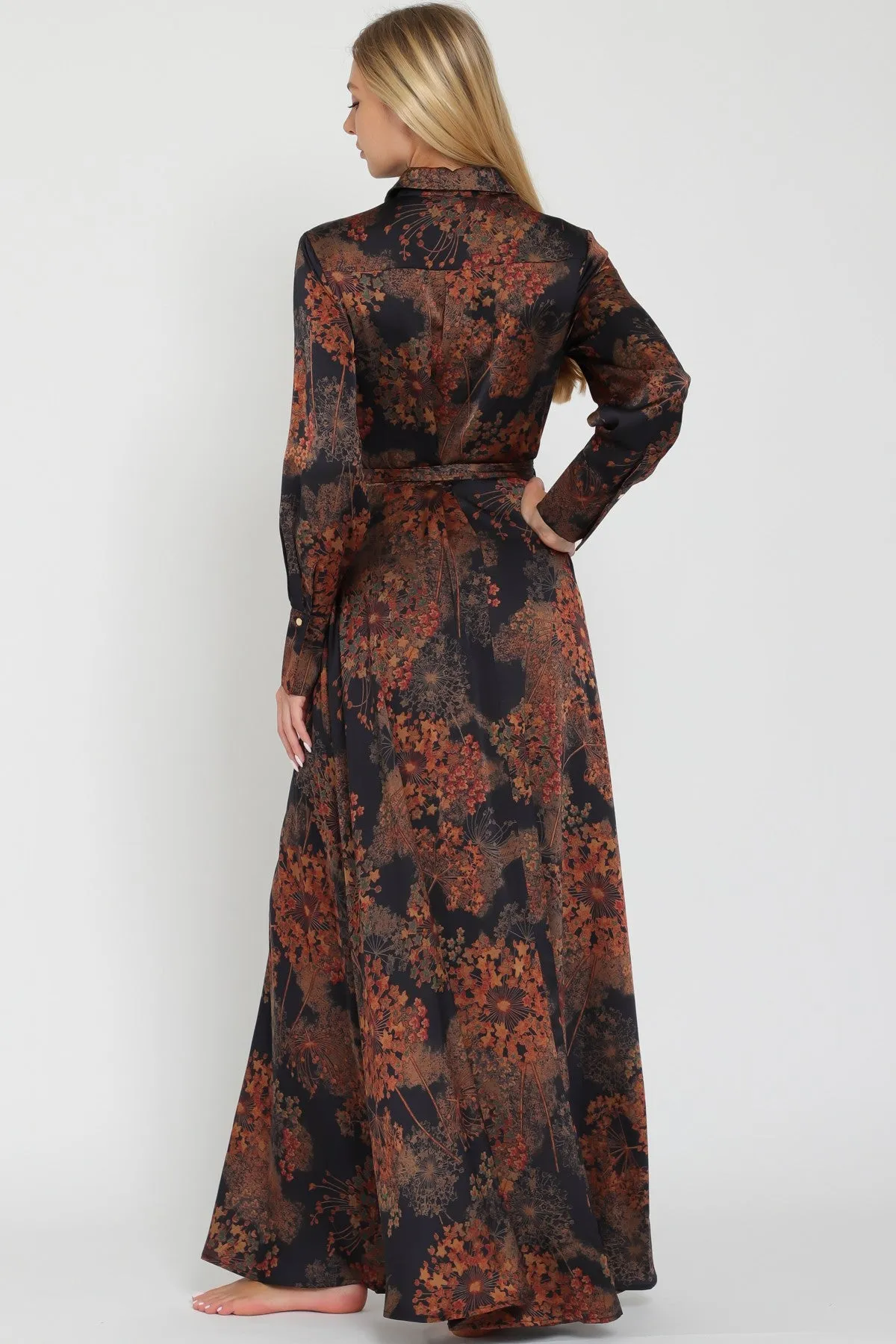 PRINTED SILKY MAXI WRAP DRESS