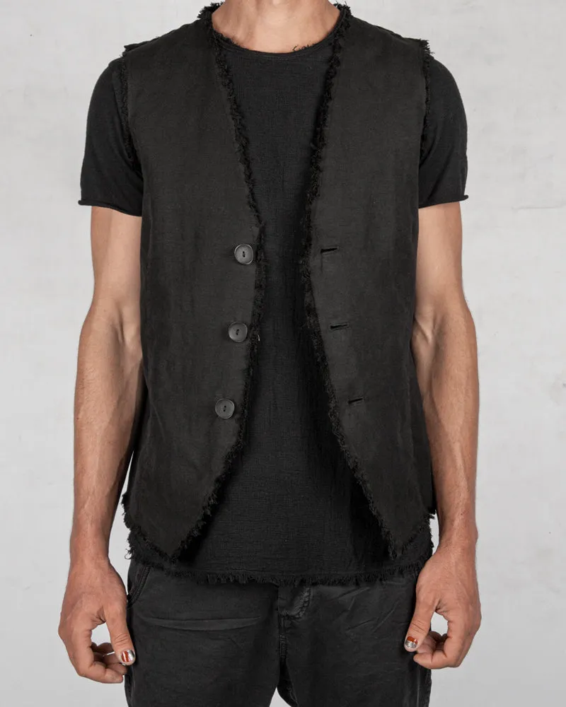 Raw linen blend vest