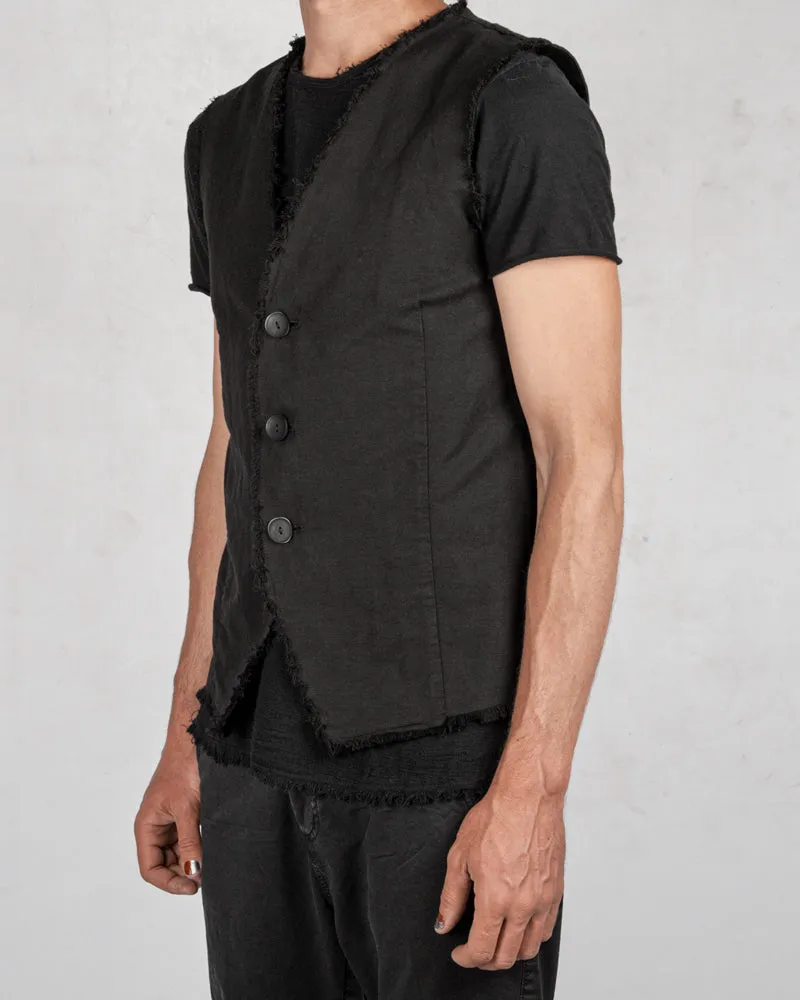 Raw linen blend vest