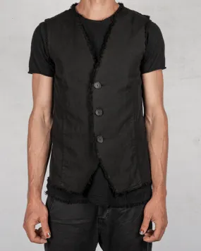 Raw linen blend vest