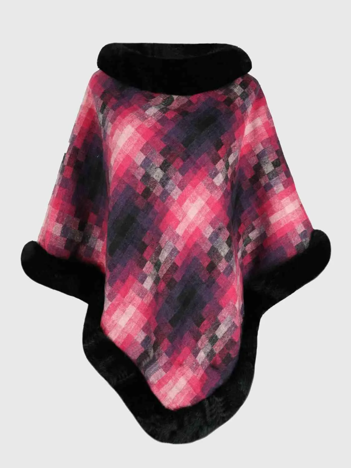 Remarkable Warmth Faux Fur Trim Poncho