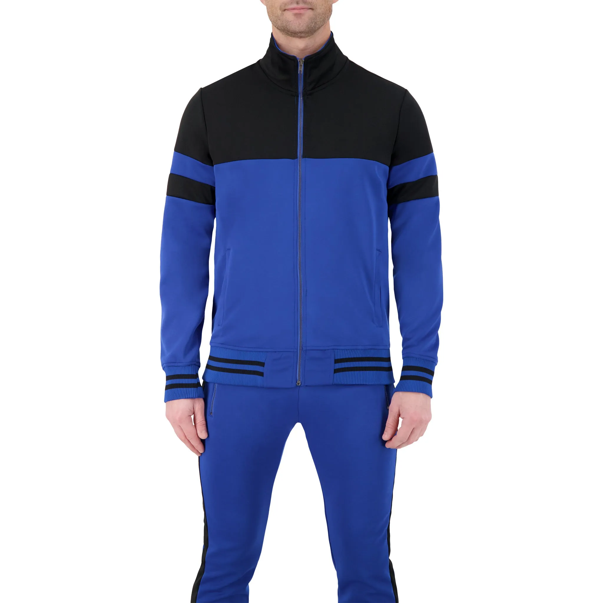 Royal Blue Full Zip Colorblock Athletic Jacket