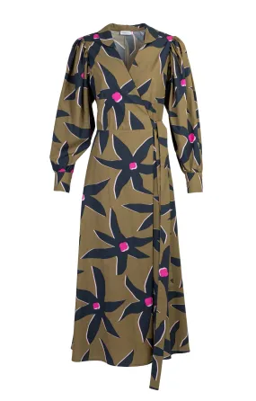 ROZSA poplin wrap dress 'starflower pink'