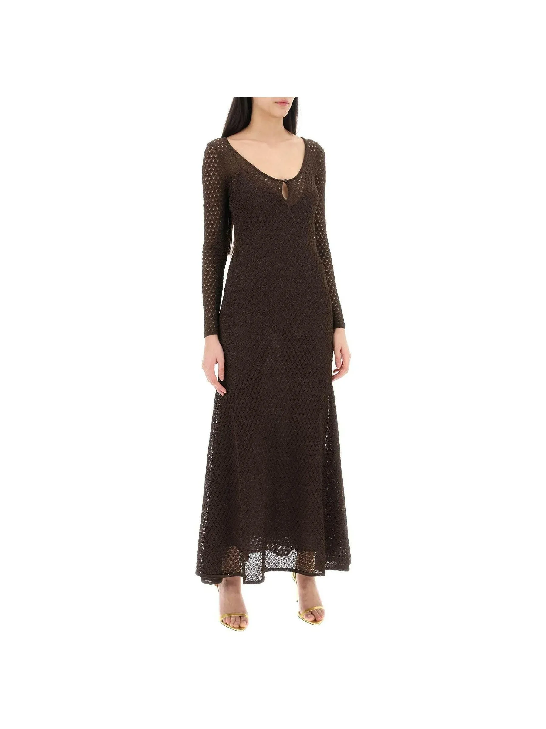 Scoop-Neck Open-Knit Dress