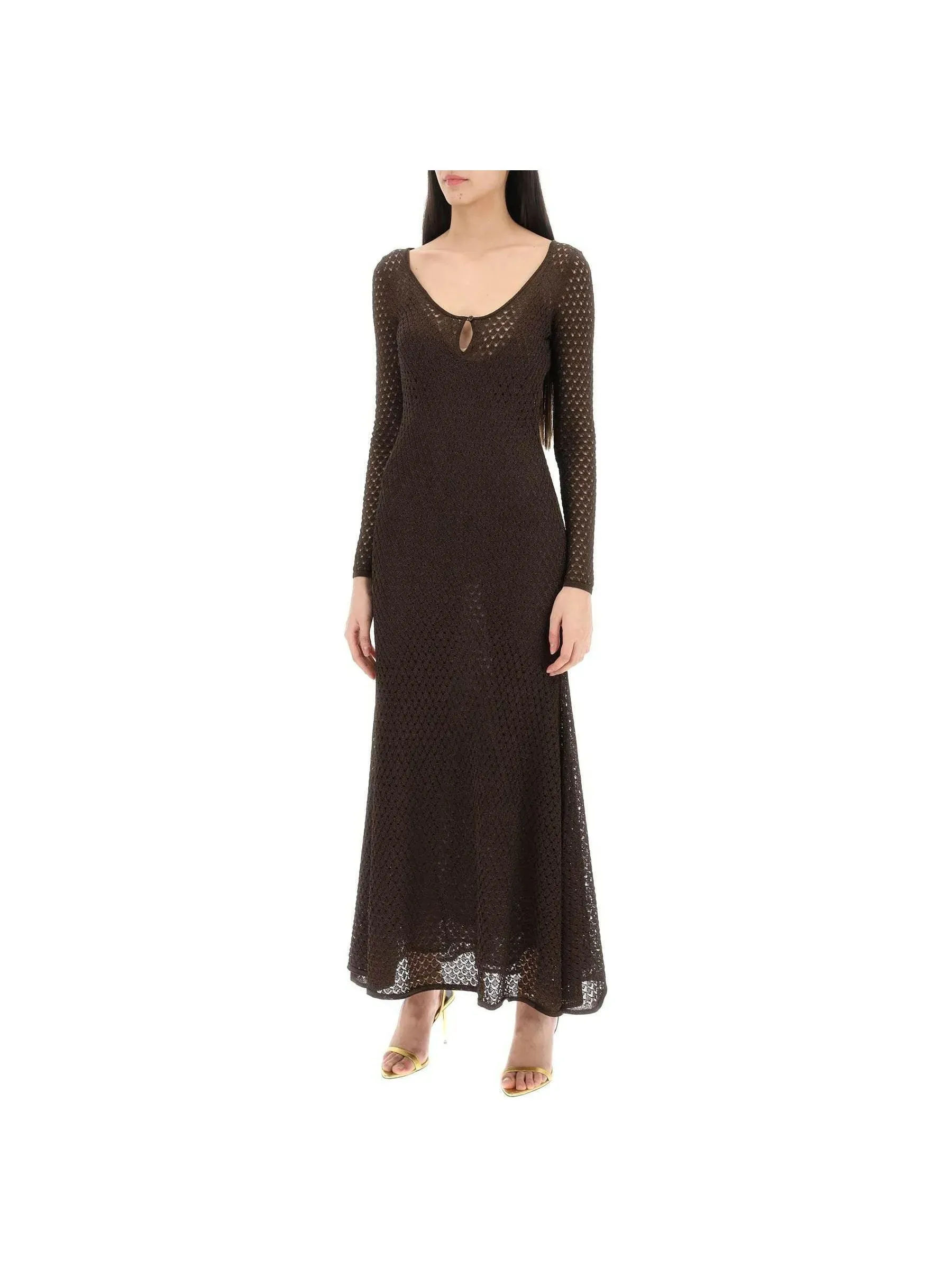 Scoop-Neck Open-Knit Dress